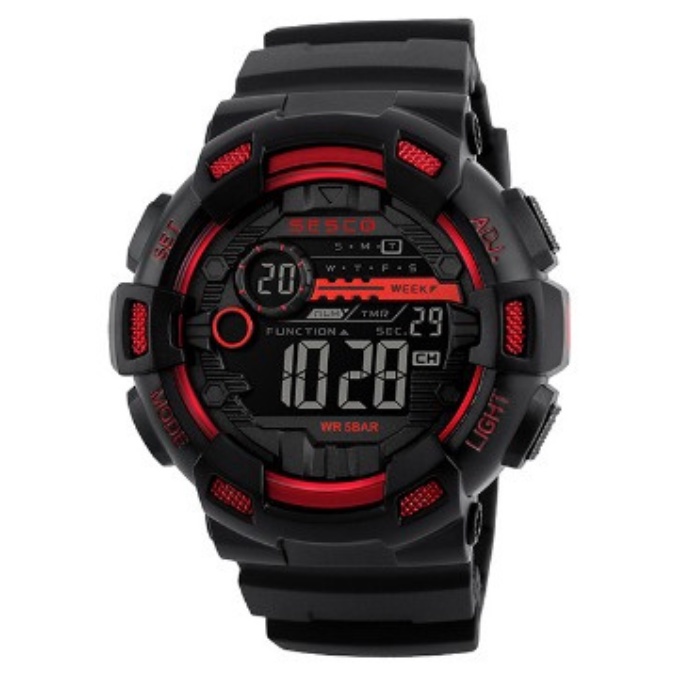 JAM TANGAN PRIA DIGITAL SESCO 1243BK ANTI AIR 50M / JAM TANGAN BAGUS / JAM TANGAN TAHAN AIR