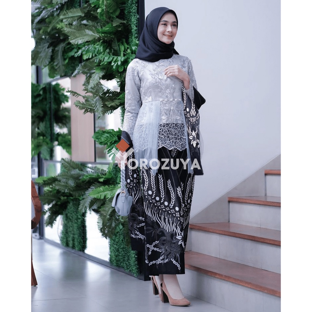 Kebaya Couple Modern, Kebaya Tunangan Lamaran, Kebaya Wisuda, Kebaya Kondangan-KEBAYA+ROK (GREY)