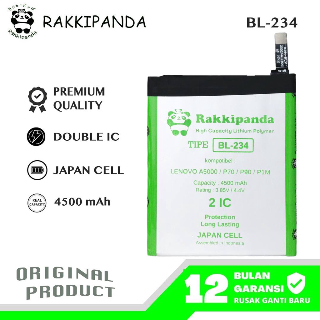 (R/K)- RakkiPanda - BL234 BL 234 Lenovo A5000 / P70 / P90 / P1M Batre Batrai Baterai