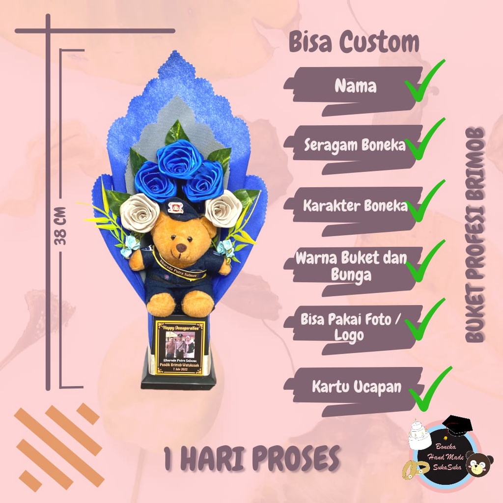 BUKET PIALA BONEKA PELANTIKAN BRIMOB POLISI TNI AD TNI AL TNII AU AKMIL AKPOL POLSUSPAS CUSTOM