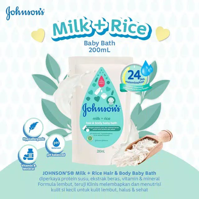 JOHNSONS Sabun Bayi Milk+Rise 200ml Refill