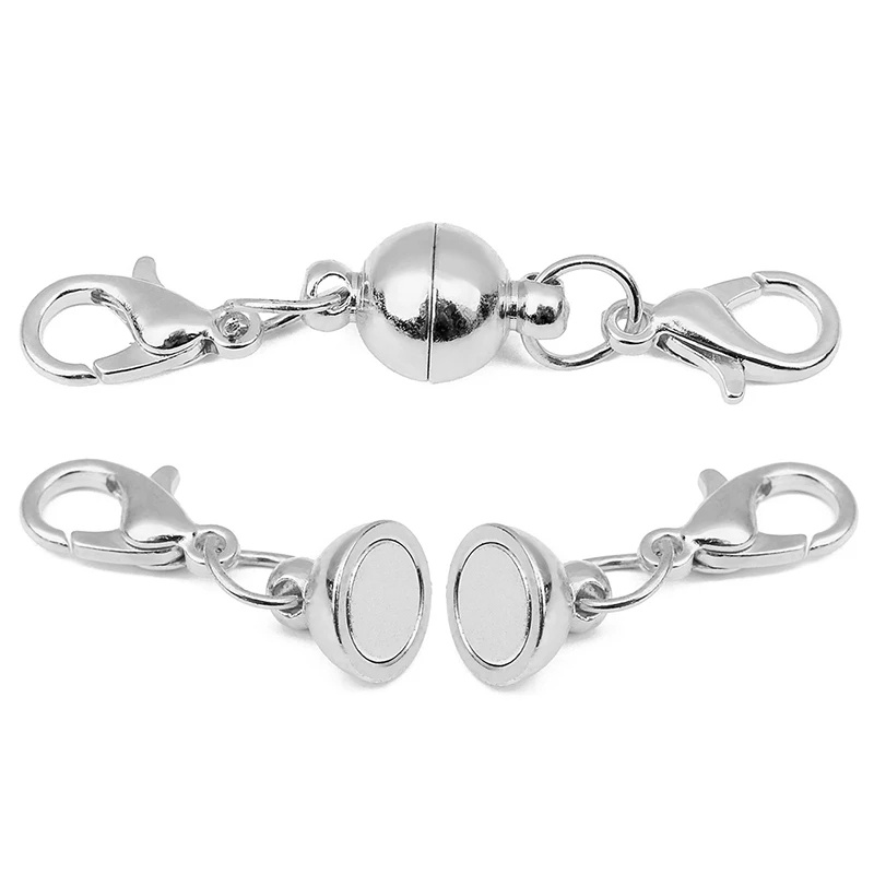 Five Pairs Fashion Stainless Steel Spherical Bracelet Magnetic Clasp / Round Necklace Connecting Clasp/ Lobster Clasp / Electroplated Colour Preserving Spherical Magnet Buckle Connector For Bracelet, Necklace, Anklet, Jewellery