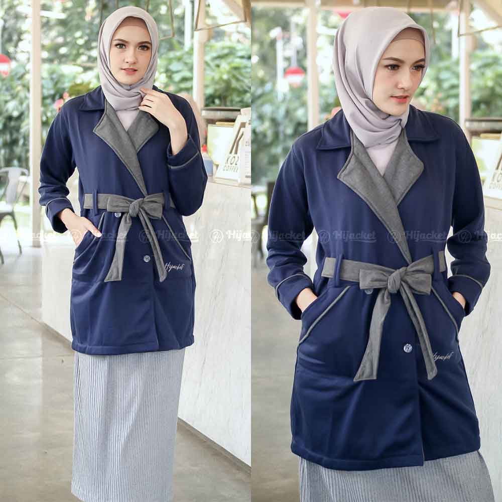 Jaket Jacket Panjang Wanita Cewek Muslimah Hijabers Fleece Kekinian Hijacket Jeket Fashion Modis ELN-5