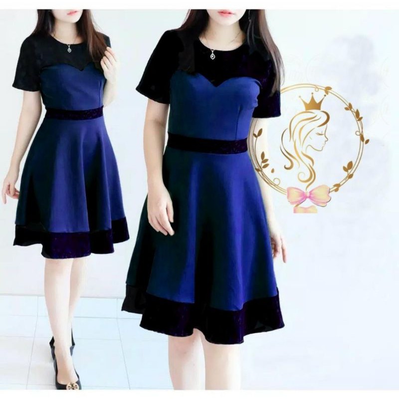 DRESS ANGELA FASHION PAKAIAN WANITA GAUN BAHAN BALOTELLI CTHM