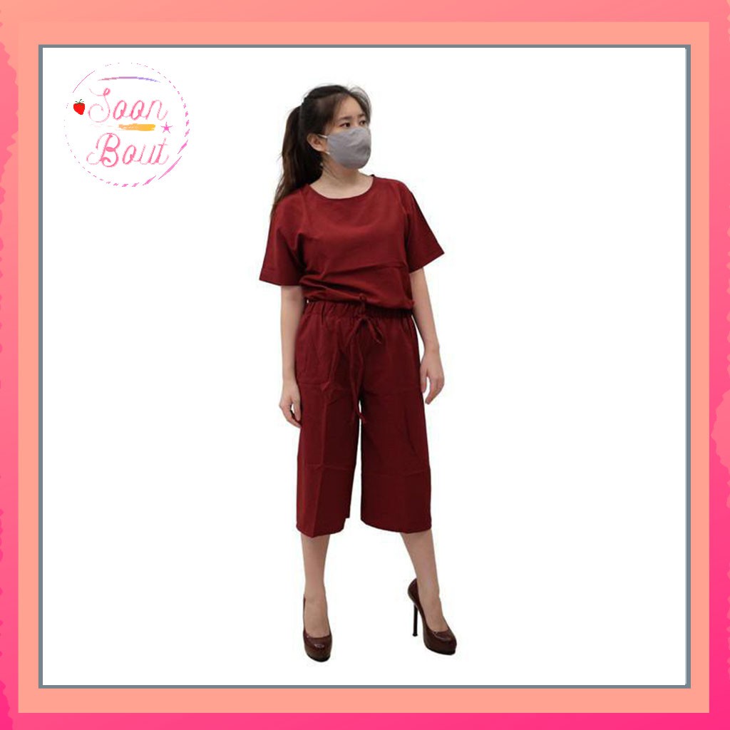 Pakaian Wanita Setelan Baju Wanita/Setelan Polos Kain Outfit Kekinian Terbaru