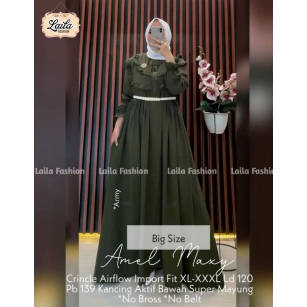 BAJU WANITA BIGSIZE JUMBO GAMIS CRINCLE WANITA JUMBO BIGSIZE LD 120//GAMIS AMEL MAXY BY LAILA