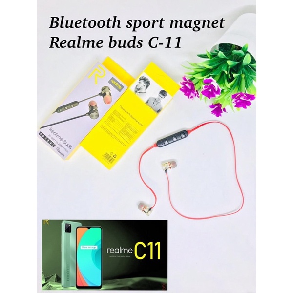 PROMO HANDSFREE BLUETOOTH REALME BUDS C11 MAGNET SPORTY HEADSET GAMING STEREO FEEL THE REAL BASS