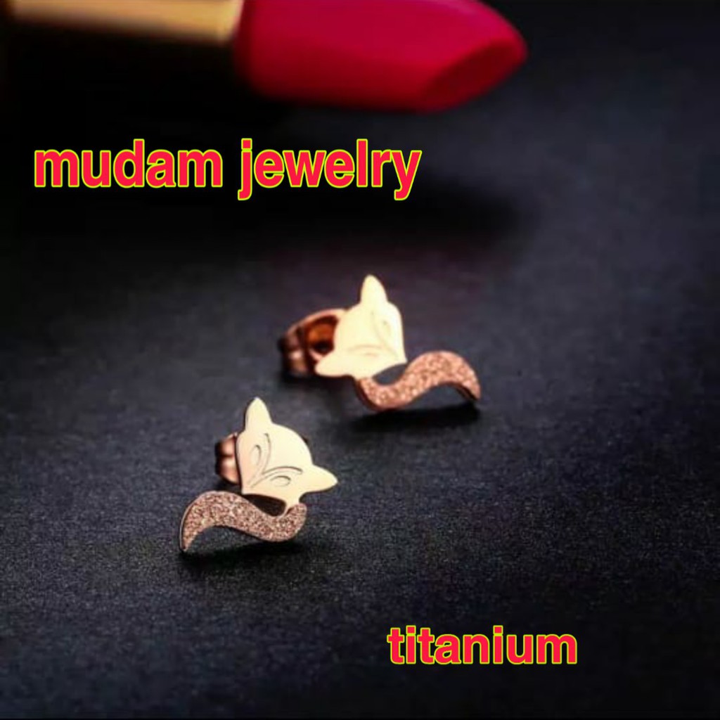 Anting Titanium Fox ( Rubah ) Rose Gold