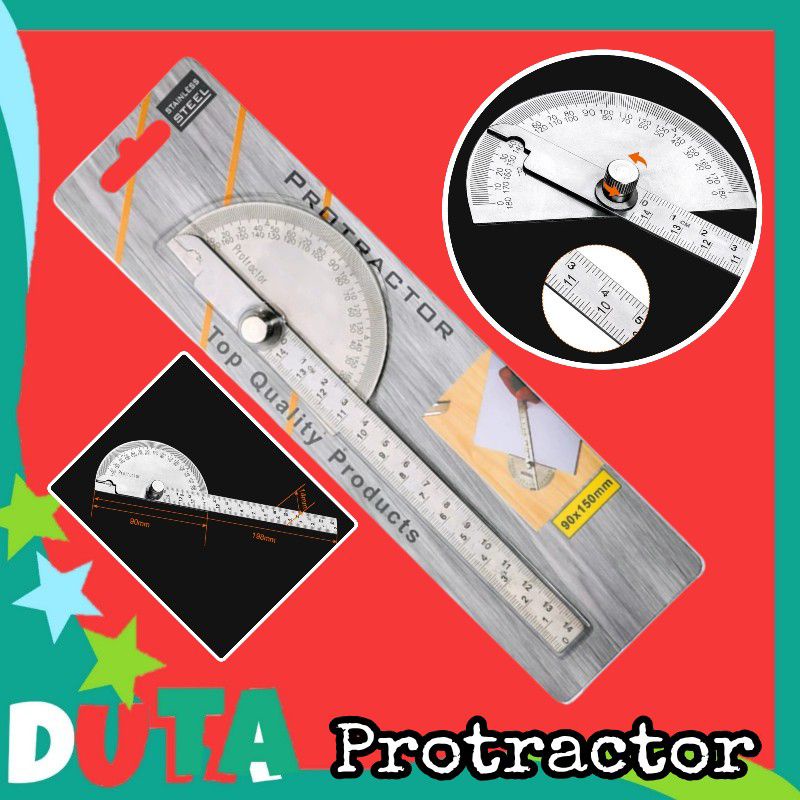 

Penggaris Busur Derajat 180⁰ Stainless steel Pengukur Sudut Protracktor Anggle rule - D14