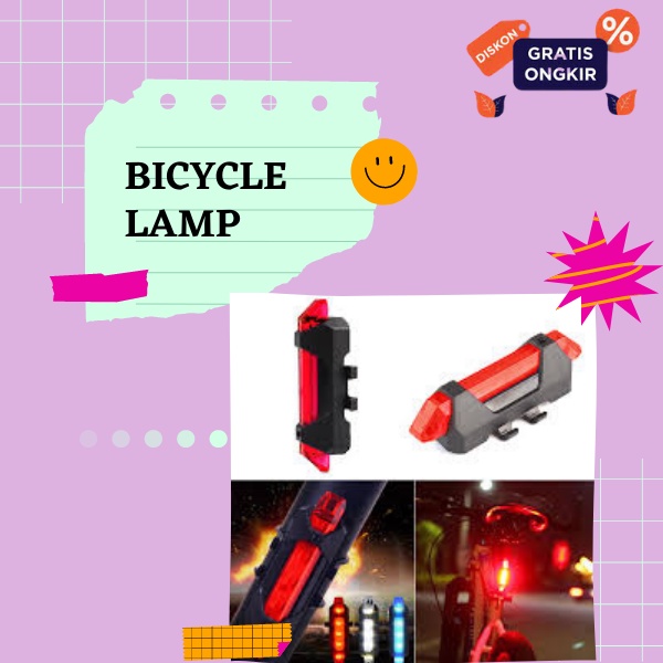 LAMPU SEPEDA USB DEPAN / BELAKANG - ANTI AIR