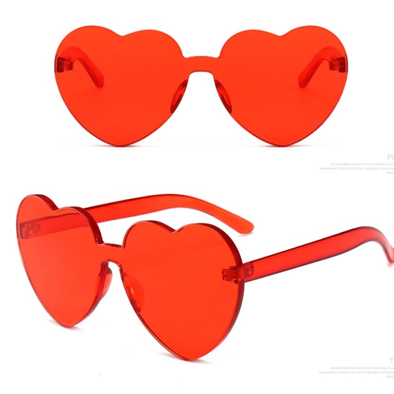 Love Heart Shaped Sunglasses Vintage Frameless Trimming Transparent Heart Glasses