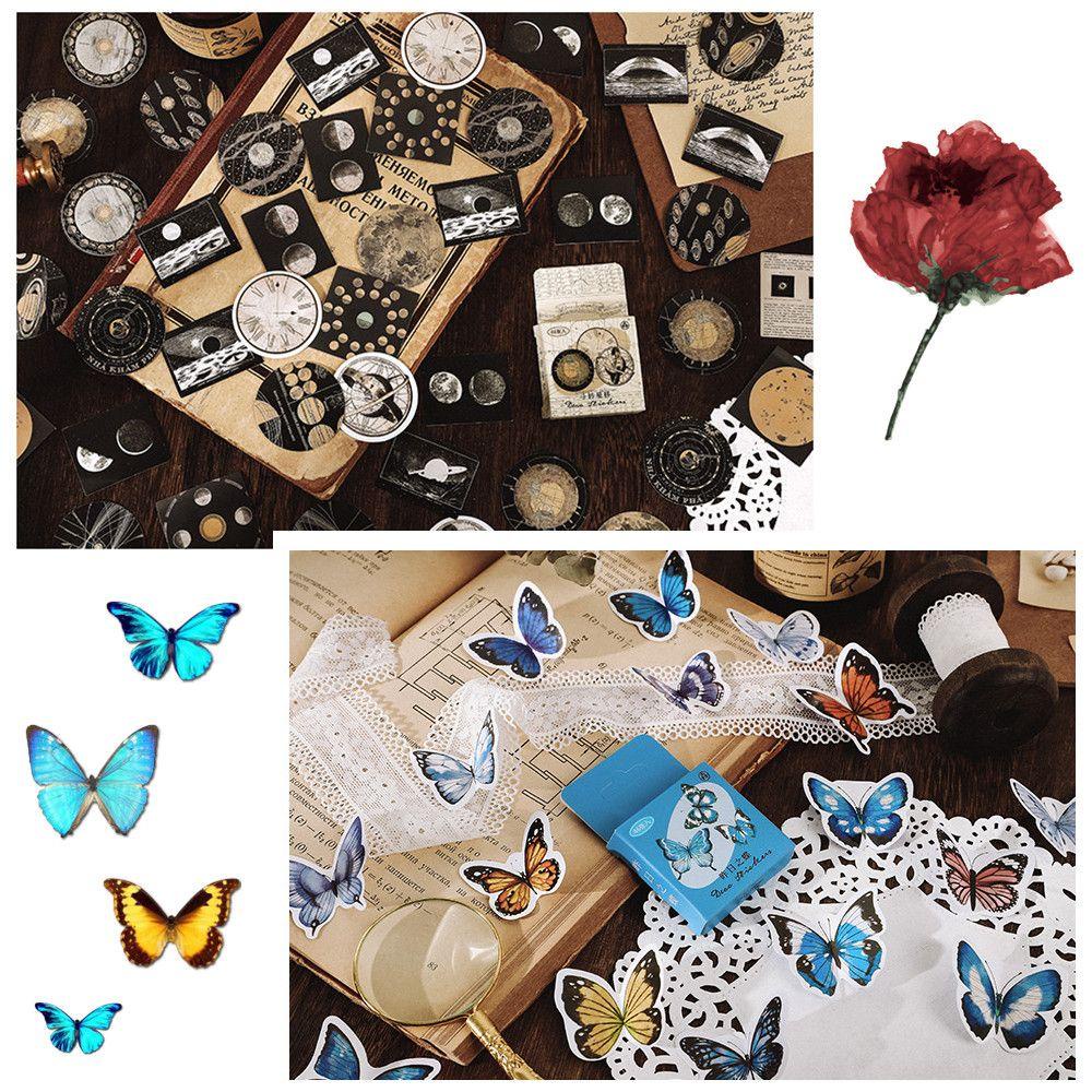 Preva 46Pcs/Lot Stiker Vintage Kreatif Journal Diary Label Perekat Diri