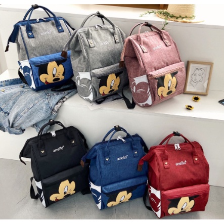Tas Ransel Diapers Bag Mickey Mouse Import Ukuran Besar -Tas Ibu Bayi Mickey Mouse