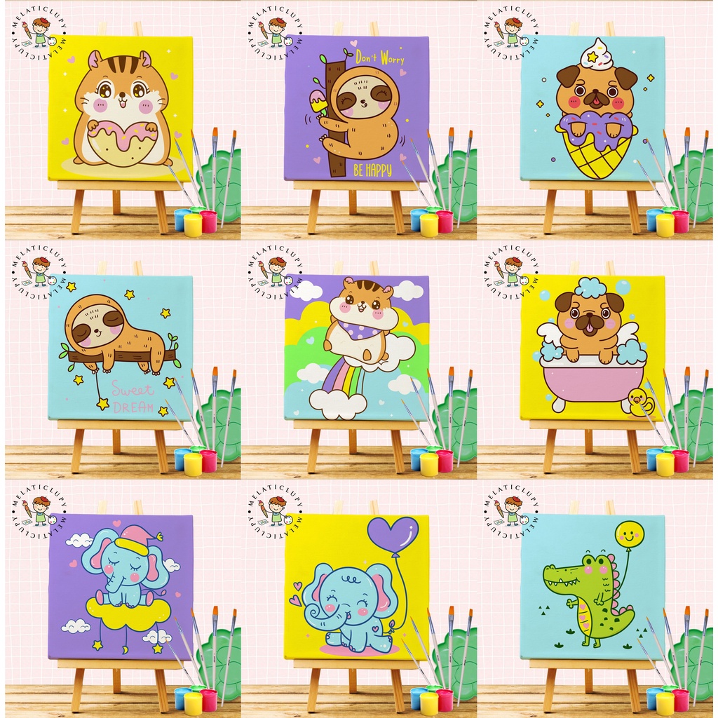 

PAINT BY NUMBER CANVAS SET MELUKIS- cute animal