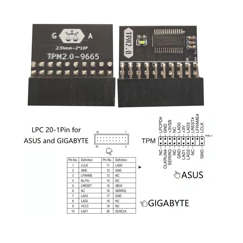 Btsg tpm 2.0 Modul Keamanan Enkripsi Remote Card Mendukung Versi 2.0 20pin 20-1