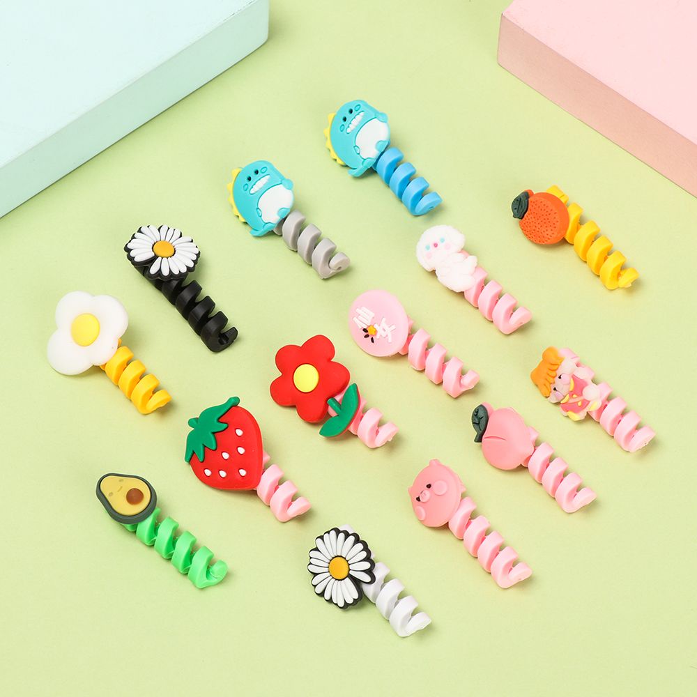 ROW Soft Cable Bite USB Wire Cord Protectors Data Line Protector Tube Cable Silicone Protective Case Cartoon Winder Cover Charging Cable Cover