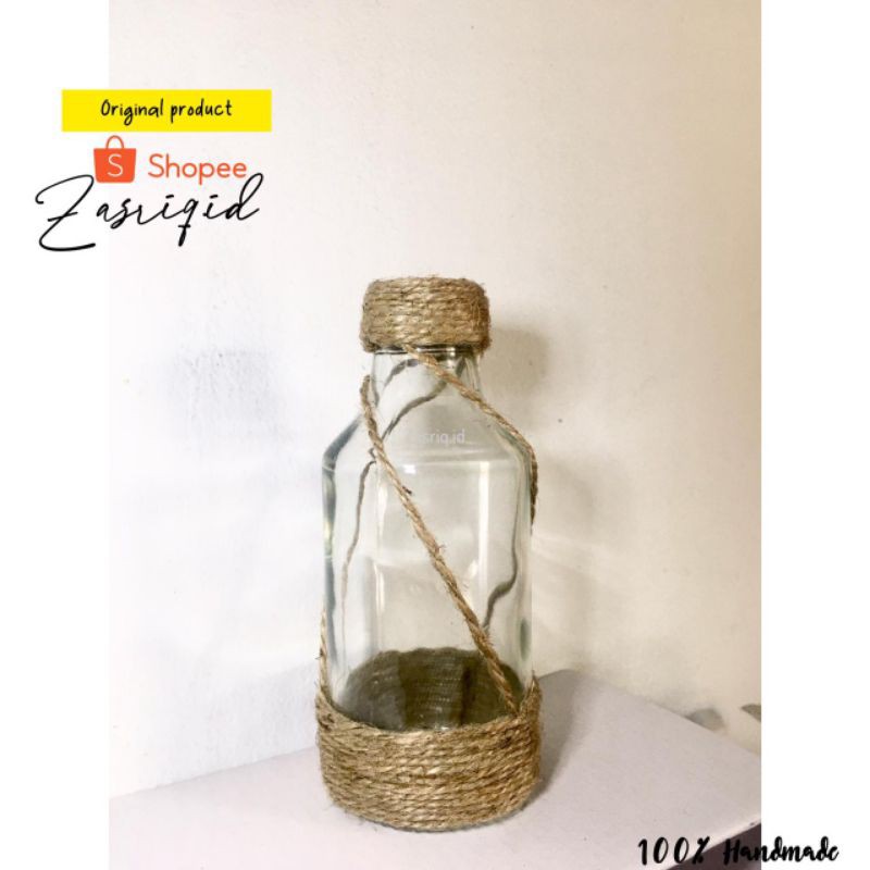 Botol kaca murah | botol kaca hiasan lilit | vas botol kaca rustik | botol kaca rustic