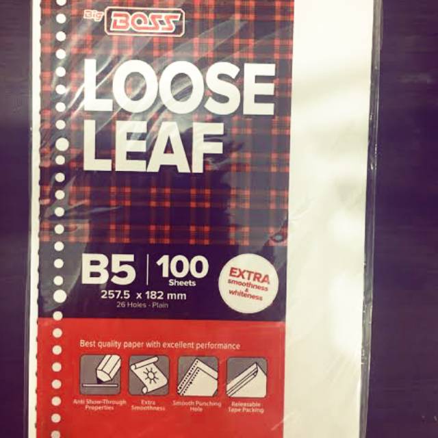 

BIG BOSS ISI BINDER LOOSE LEAF A5 DAN B5 100 / KERTAS BINDER BOSS