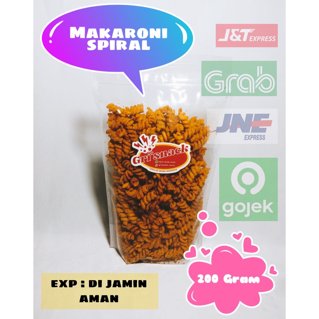 

( GRISNACK ) , ANEKA SNACK / CEMILAN / MAKANAN RINGAN / MAKARONI SPIRAL 200 GRAM