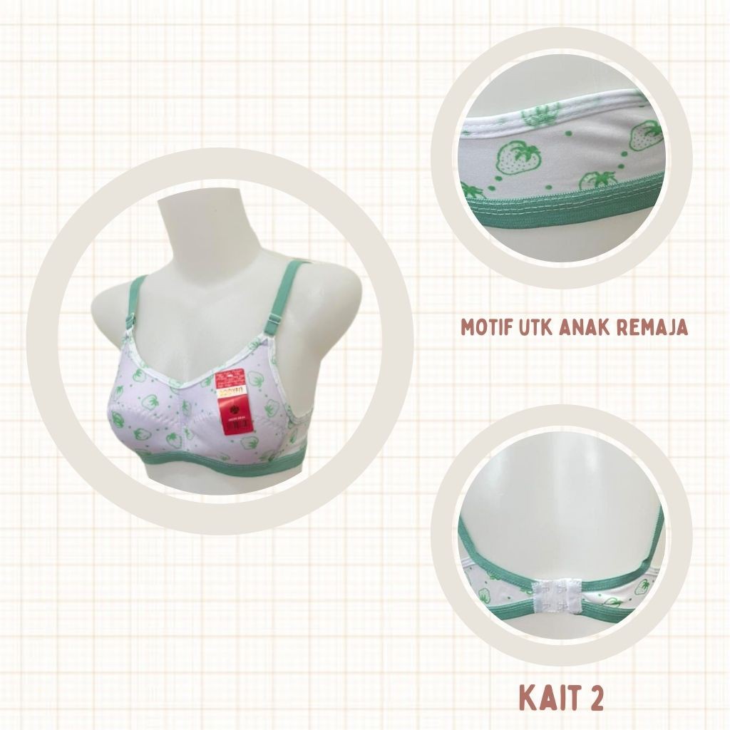 RC Bodyfit Bh Sport/Bh Remaja Bodifit/Bra Remaja Motif Busa Tipis Tanpa Kawat Size 32-36