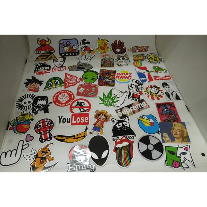 

Stiker koper / luggage tag / Travel Label MIXED JDM SKATEBOARD SUPREME 50PCS IMPORTED