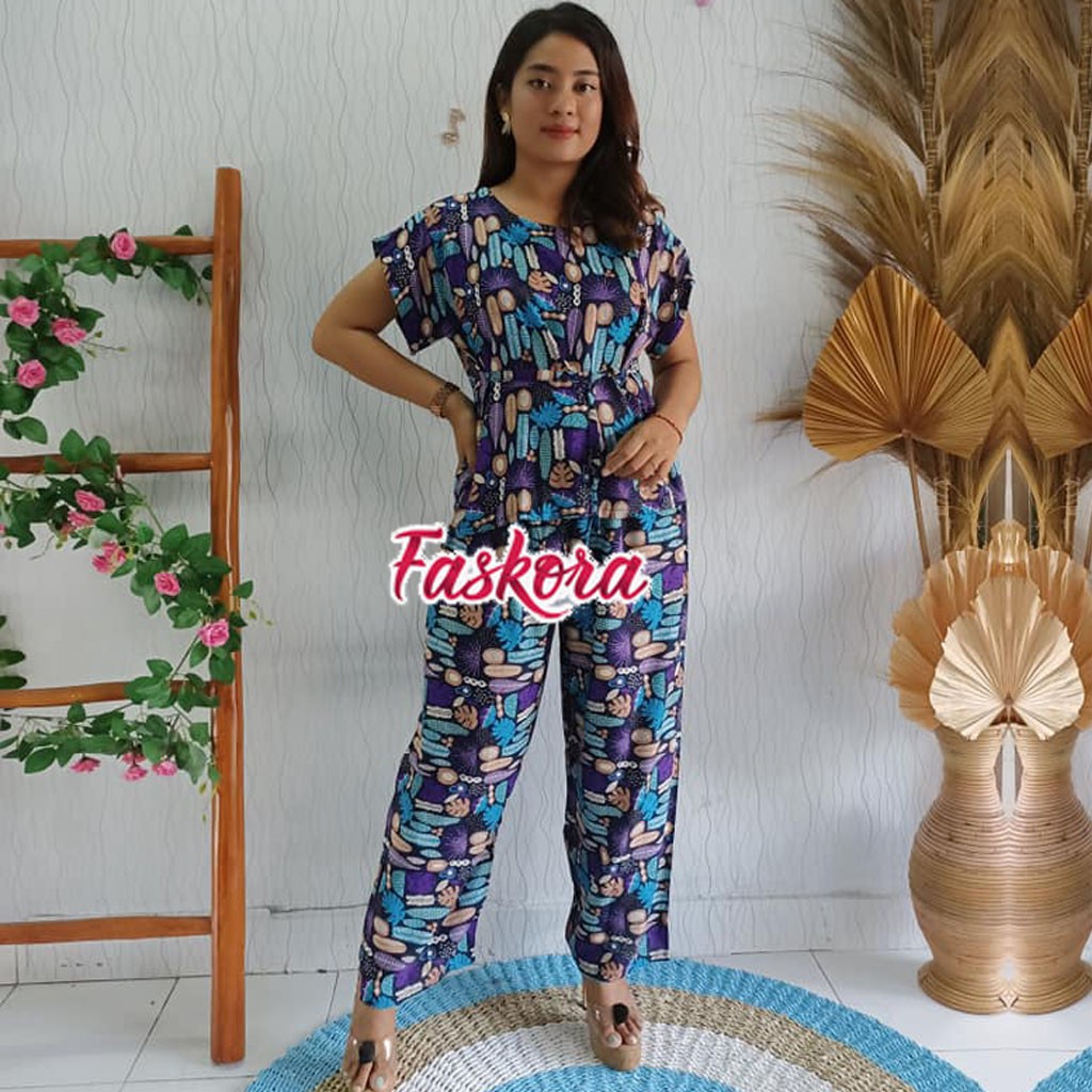 One Set Jumbo Wanita Kekinian Tanaman Laut / One Set Rayon Jumbo Murah / Set Jumbo Rayon Tanaman