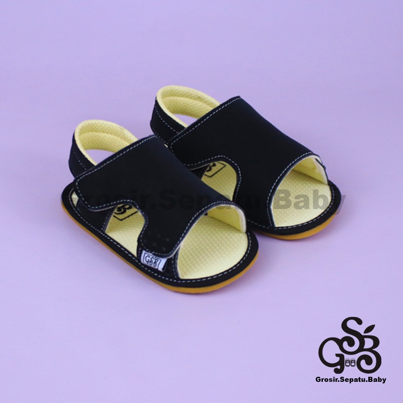 sandal bayi sepatu bayi sendal bayi laki laki perempuan prewalker bayi  umur 2 - 12 bulan model casual S01 polos HITAM ringan  fleksibel &amp; Anti Slip