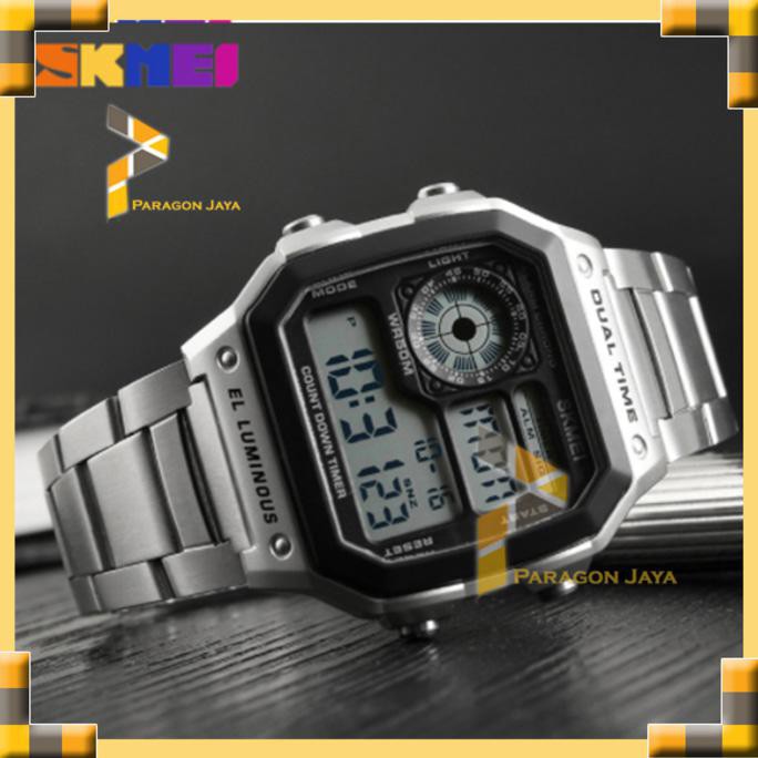 Diskon Jam Tangan Pria Digital Sport Skmei 1335 Original Silver Casio Citizen Terbaru