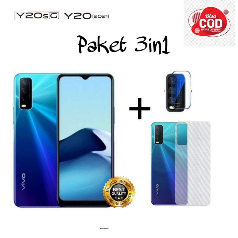 PROMO 3in1 Tempered Glass VIVO Y20 (2021) Y20A Y20S G Y20 G  Anti Gores Kaca Full Layar High Quality