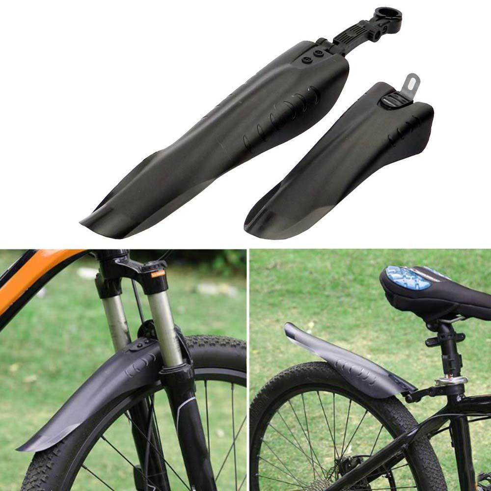 Lanfy Bike Mudguard 1set Sepeda Gunung Hitam Dapat Disesuaikan 20 ''22'' 24 ''26'' Suku Cadang Sepeda