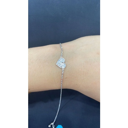 Gelang Serut Wanita Love Emas Putih Asli Elegant
