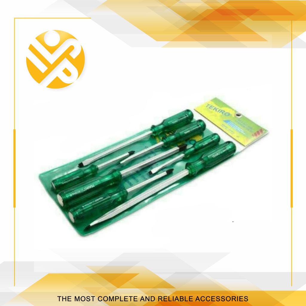 TEKIRO Obeng Set 7 Pcs Tembus Hijau / Obeng Tumbuk