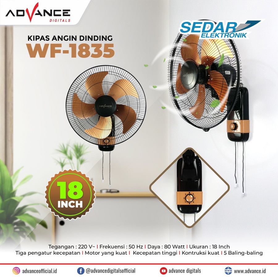 Advance Kipas Dinding 18 Inch WF-1835 baling besi