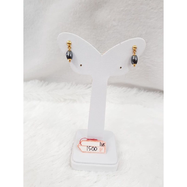 AT2083N241N giwang model mata mutiara hitam lonjong emas kuning asli berat 1.500 sama mata 2.150 kad