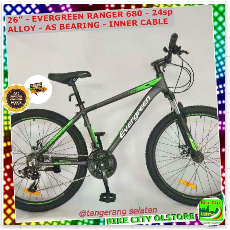  Sepeda mtb 26 EVERGREEN RANGER 680 24SP ALLOY GRATIS ONGKIR JABODETABEK 