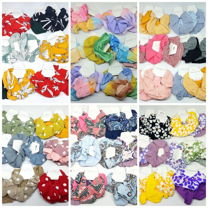 Ikat Rambut Scrunchie Kuncir Per Lusin Set2 24pcs Grosir