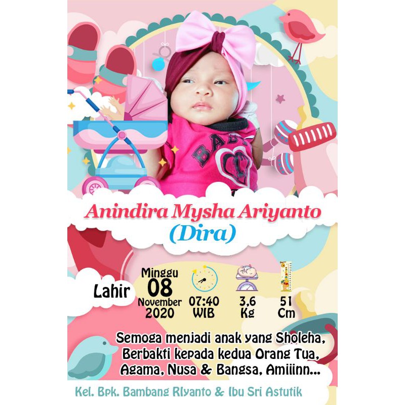 kartu lahiran, kartu selapan. kartu 40 hari urip.