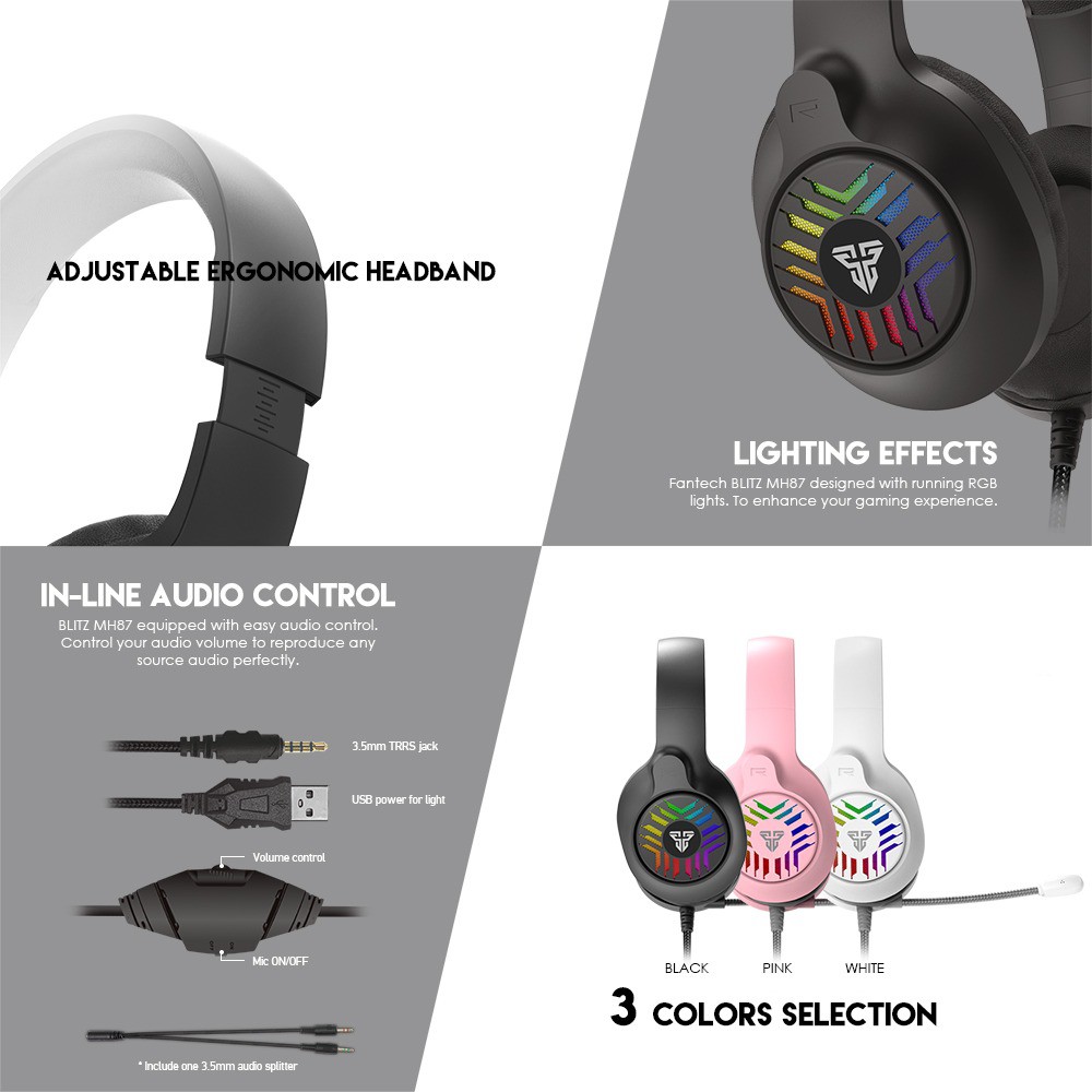 Fantech BLITZ MH87 RGB - MH-87 MH 87 Multi-platform Gaming Headset