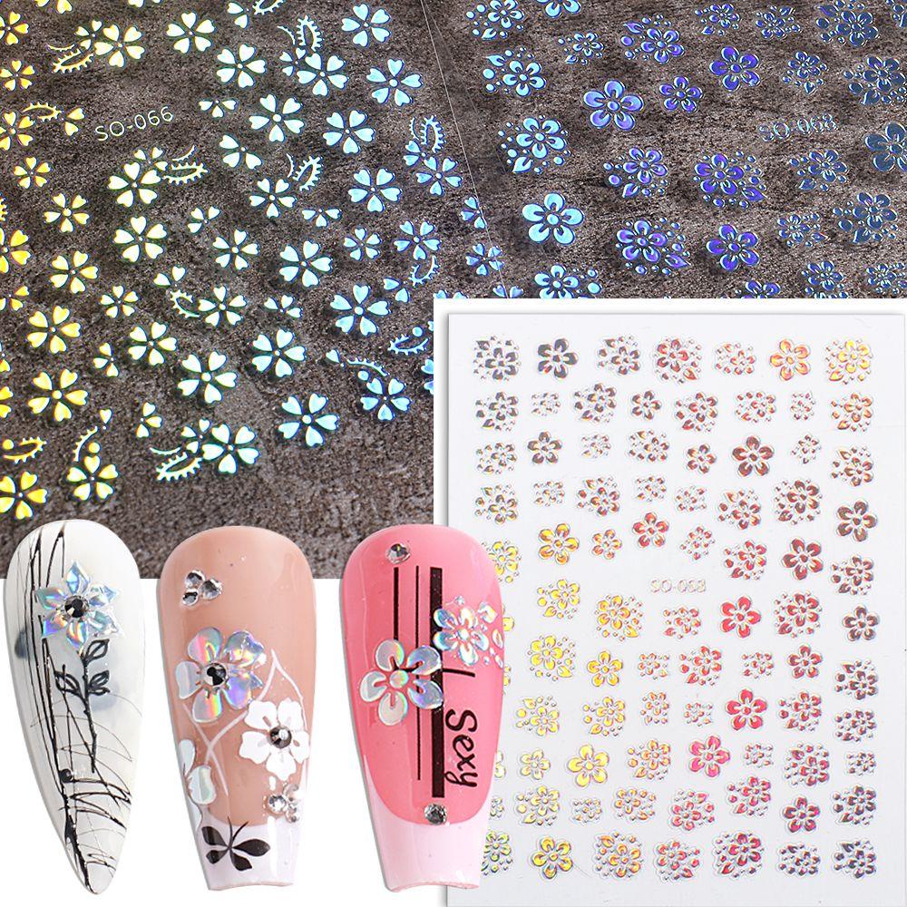 R-bunga Stiker Kuku New Flower DIY Manicure Laser