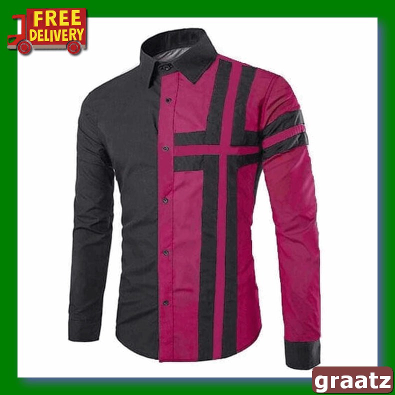 Planet Surf Clothing Kemeja Pria Lengan Pendek Hitam Pigment 183I XU207 [Martin Maroon Sc] Kemeja P