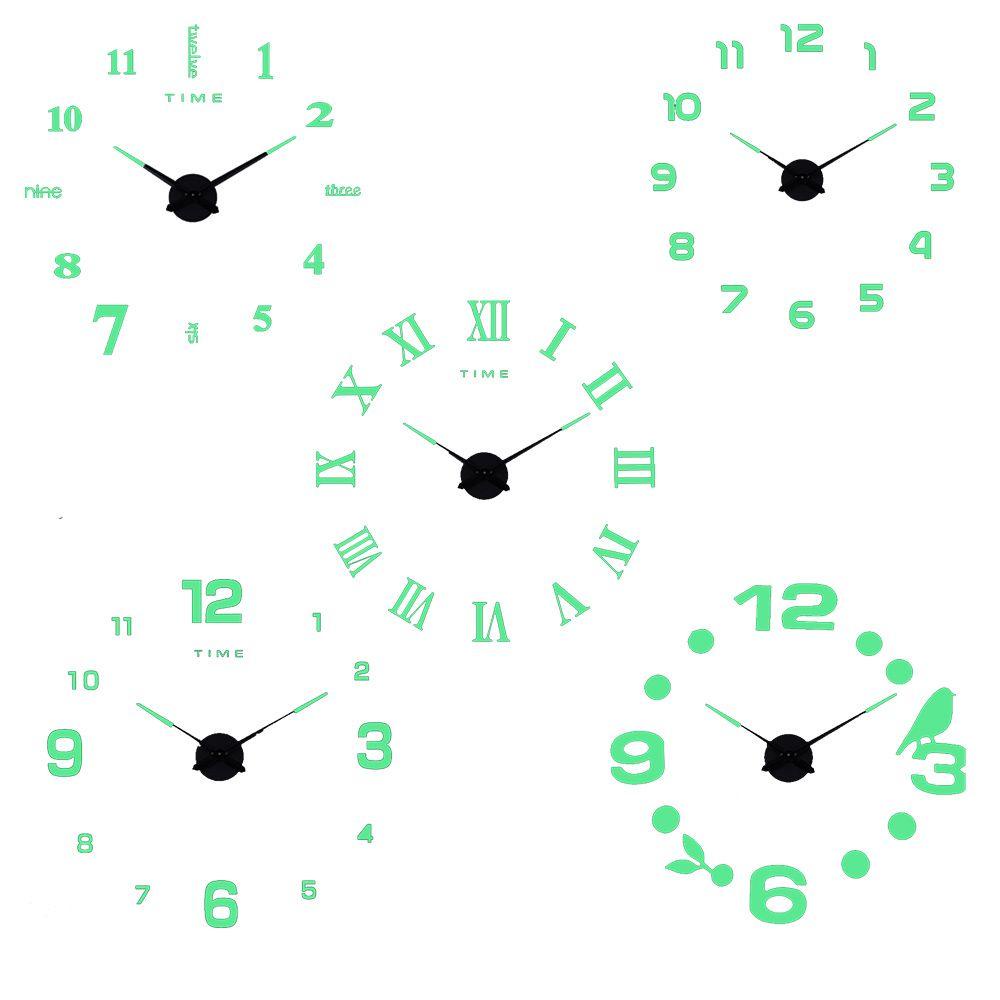 Solighter Jam Dinding DIY Ruang Tamu 3D Luminous Acrylic Wall Sticker Clock