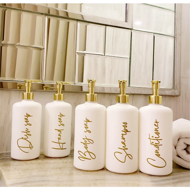 botol DOFF TEBAL 500ml gold new luxury. aesthetic bottle minimalist refill organizer tempat sabun cair pump estetik sabun mandi