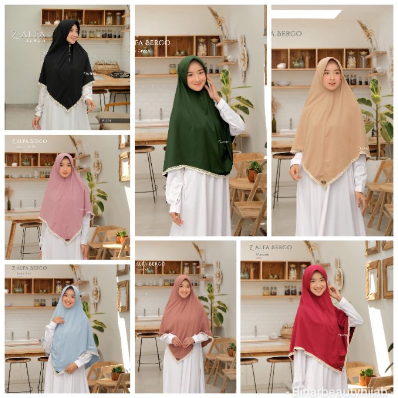 Zalfa bergo/jilbab polos renda ori Audina