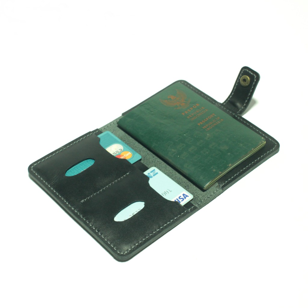 Dompet Passport simpel kulit sapi asli warna hitam - paspor - PHWL816