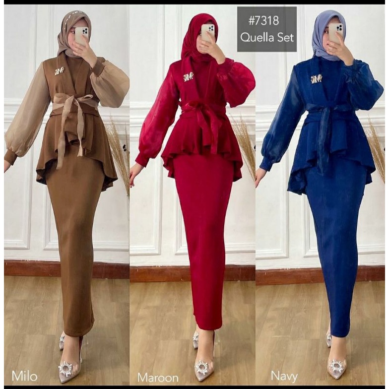 Dress Quella set ori MK baju pesta dress kondangan real pict