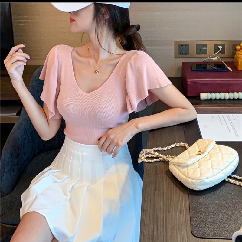 MDLV ~ 8948 THEANA KNIT TOP KOREA ATASAN KOREA ATASAN RAJUT BAJU RAJUT CANTIK FASHION IMPORT