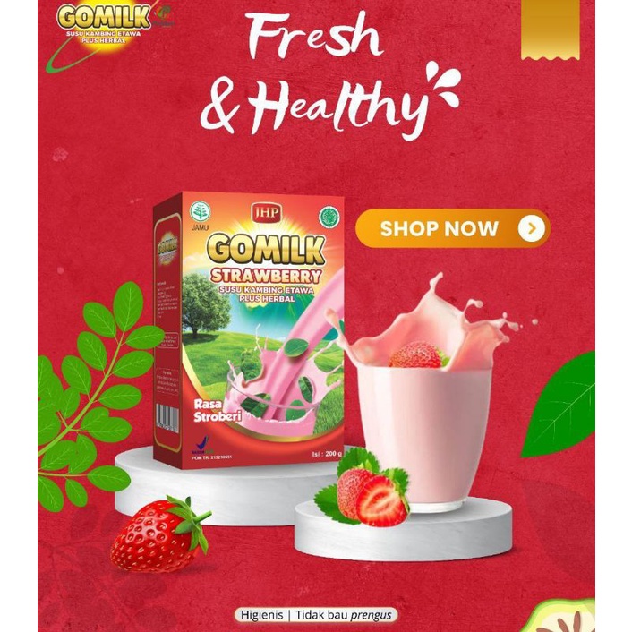 

Beli GOMILK free jahe sachet susu kambing etawa plus herbal rasa original coklat strawberry / susu penambah imun tubuh 100% original