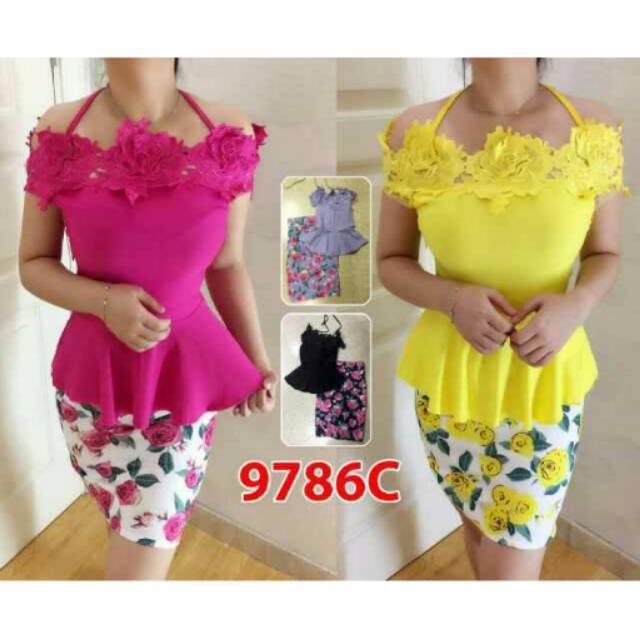 Setelan Baju penyanyi sabrina tali kode 9786c