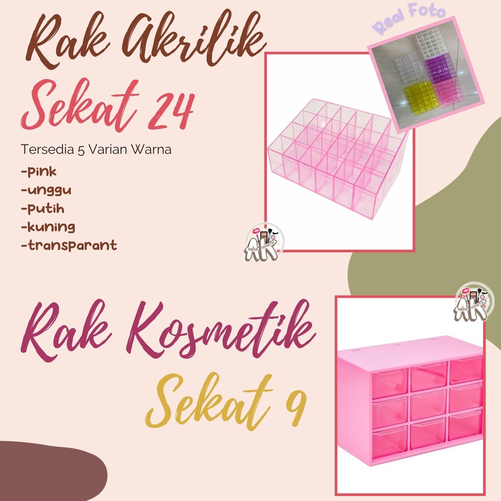 RAK KOSMETIK AKRILIK KOSMETIK 24 SEKAT &amp; RAK KOSMETIK SERBAGUNA 9 SEKAT