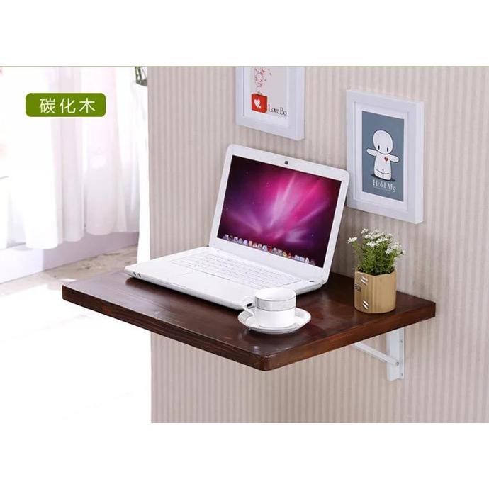 Meja Tempel Tembok Lipat Dinding Rak Meja Kerja Apartement Kos - Cokelat